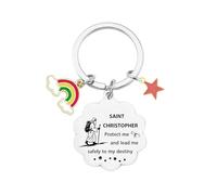 QTQTLP Cadeau Saint Christophe Porte-clés Saint Christophe, Cadeau de voiture et accessoires pour voyager en toute sécurité (1)