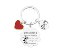 QTQTLP Cadeau Saint Christophe Porte-clés Saint Christophe, Cadeau de voiture et accessoires pour voyager en toute sécurité (2)