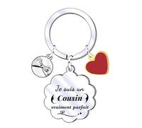 QTQTLP Porte-clés Cousin Cadeau d'Anniversaire, de Famille et de Noël Porte-clés pour Cousin-Je t'aime (2)