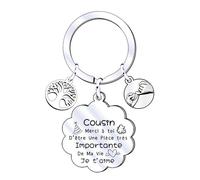 QTQTLP Porte-clés Cousin Cadeau d'Anniversaire, de Famille et de Noël Porte-clés pour Cousin-Je t'aime (1)