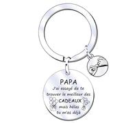QTQTLP Porte-clés Papa, Homme, Argent, Métallique, Cadeau Fête des Pères, Anniversaire, Classique, Gravé, Bracelet Inclus