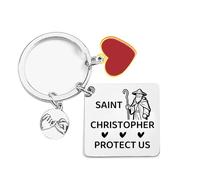 QTQTLP Porte-clés Saint Christophe Protection du Voyageur Porte Clé St Christophe Médaille de Protection Catholique Cadeau Idée Cadeau de voiture et accessoires pour voyager en toute sécurité (1)