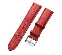 QtthZZr Bracelet de montre en cuir de vachette grain de litchi bracelet en cuir véritable ho mmes étanche 14-18 mm accessoires de chaîne de montre, Rouge, 22 mm