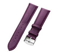 QtthZZr Bracelet de montre en cuir de vachette grain de litchi bracelet en cuir véritable ho mmes étanche 14-18 mm accessoires de chaîne de montre, Violet, 18 mm