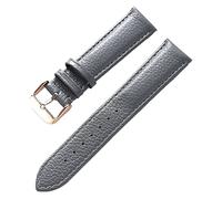 QtthZZr Bracelet de montre en cuir de vachette grain de litchi bracelet en cuir véritable ho mmes étanche 14-18 mm accessoires de chaîne de montre, Rose grise, 17 mm