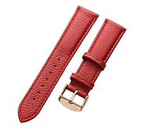 QtthZZr Bracelet de montre en cuir de vachette grain de litchi bracelet en cuir véritable ho mmes étanche 14-18 mm accessoires de chaîne de montre, rose rouge, 18 mm