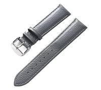 QtthZZr Bracelet de montre en cuir de vachette grain de litchi bracelet en cuir véritable ho mmes étanche 14-18 mm accessoires de chaîne de montre, Gris, 17 mm