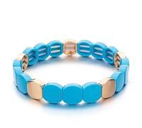 QtthZZr Stretch Bracelets Bracelets Extensibles En émail Cuit Au Four Bohème Empilables Bracelet Pile De Perles De Carreaux Bracelet Bijoux Bricolage Bracelets Preppy