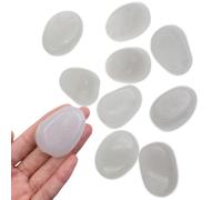 QTTLLI Lot de 10 grands galets phosphorescents de 4,3 cm pour jardin, allée, cour, aquarium, blanc