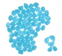 QTTLLI Lot de 450 galets phosphorescents décoratifs pour jardin, allée, cour, aquarium, bleu clair