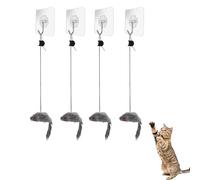 QTTRPCU Lot de 4 jouets pour chat avec cadre de porte, souris élastique avec bruit grincement, activité interactive pour chat