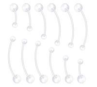 QttvbTna Lot de 12 piercings de nombril pour grossesse, sport et post-chirurgie, en acrylique transparent souple, hypoallergénique, longueur réglable