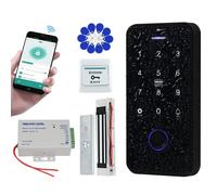 QTTYELOK Bluetooth Tuya Système de Contrôle d'accès Kit Imperméable RFID Clavier Empreinte Digitale Biométrique + 180KG / 350lbs Serrure électromagnétique + 10pcs 13.56mz Porte Clés