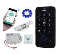 QTTYELOK Bluetooth Tuya Système de Contrôle d'accès Kit IP68 Extérieur Imperméable à l'eau Empreinte Digitale RFID Clavier + Serrure électrique NC + 10pcs 13.56mz Porte - clés