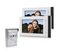 QttyElok Système d'interphone vidéo filaire couleur 7 pouces avec caméra vidéo 700TVL IR vision nocturne avec 2 moniteurs intérieurs, audio bidirectionnel, surveillance, déverrouillage