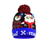 Qtuie Bonnet Noël Lumineux avec LED - Chapeau Tricoté pour Adulte Enfants - Hiver Chaud Bonnets du Père Noël pour Fête (Polyester)