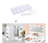 Qtuie Lumière de Miroir 10 LED Lumiere Coiffeuse Dimmable Lampe Miroir éclairage pour Coiffeuse 3 Couleurs Hollywood Lumiere Miroir Coiffeuse Ampoule pour Miroir Maquillage Salle de Bain