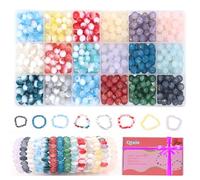 Qtuie Perles pour Bracelet 8mm Rond Perles de Rocaille Pierre Naturelle pour Bracelet Brillante Perles Rondes Naturelles Kit de Fabrication de Bijoux de Bracelet DIY Cadeau pour Femmes Filles 450 Pcs