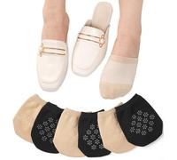 QTUN 6 Paires Demi-Chaussettes Invisibles Femme Chaussettes Avant-Pied Antidérapantes Socquettes Protège-Pied Respirantes de Ballerine Avec Coussinet en Silicone pour Mocassins Mules Sabot