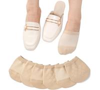 QTUN 6 Paires Demi-Chaussettes Invisibles Femme Chaussettes Avant-Pied Antidérapantes Socquettes Protège-Pied Respirantes de Ballerine Avec Coussinet en Silicone pour Mocassins Mules Sabot