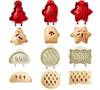 QTUN 6 Pièces Mini Moules à Tarte à Main, Presse-pâte Moules à Tarte de Poche, Mini Moule à Biscuits de Noël, Emporte-pièces en Forme de Pommes Citrouille pour Fabrication de Desserts Festifs