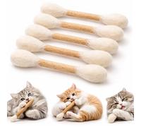 QTVKMAS Jouet Bâtonnet de Coton Géant pour Chat à l'herbe à Chat, Lot de 6 Jouets à Mâcher en Feutre Durable, Kicker Interactif pour Chat d'Intérieur Contre l'Ennui(Beige)