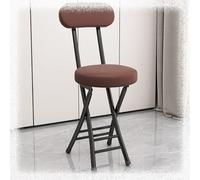 QTWLG Chaise Pliante De 47cm, Tabouret Pliant Rembourré en Cuir avec Dossier Et Repose-Pieds, Tabouret De Bar Pliable(Brown+Black)