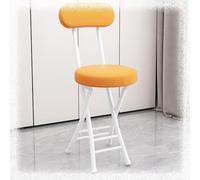 QTWLG Chaise Pliante De 47cm, Tabouret Pliant Rembourré en Cuir avec Dossier Et Repose-Pieds, Tabouret De Bar Pliable(Orange+White)