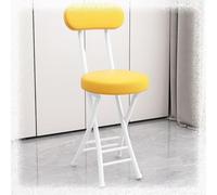 QTWLG Chaise Pliante De 47cm, Tabouret Pliant Rembourré en Cuir avec Dossier Et Repose-Pieds, Tabouret De Bar Pliable(Yellow+White)