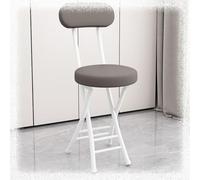 QTWLG Chaise Pliante De 47cm, Tabouret Pliant Rembourré en Cuir avec Dossier Et Repose-Pieds, Tabouret De Bar Pliable(Grey+White)