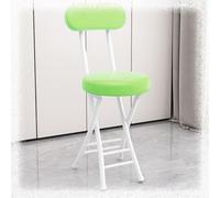 QTWLG Chaise Pliante De 47cm, Tabouret Pliant Rembourré en Cuir avec Dossier Et Repose-Pieds, Tabouret De Bar Pliable(Green+White)