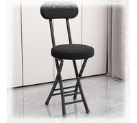 QTWLG Chaise Pliante De 47cm, Tabouret Pliant Rembourré en Cuir avec Dossier Et Repose-Pieds, Tabouret De Bar Pliable(Black)
