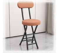 QTWLG Chaise Pliante De 47cm, Tabouret Pliant Rembourré en Cuir avec Dossier Et Repose-Pieds, Tabouret De Bar Pliable(Coffee Color+Black)