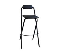 QTWLG Chaise Pliante pour Accueil Tabouret Pliant Portable 50cm 55cm 60cm 65cm 70cm 75cm Tabouret De Bar Pliable en Cuir Rembourré, avec Dossier Et Repose-Pieds(Black,65cm)