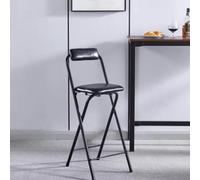 QTWLG Tabouret Pliant 50cm 55cm 60cm 65cm 70cm 75cm Chaise Pliante avec Dossier Et Repose-Pieds, Tabouret De Bar Pliable pour Cuisine Comptoir Camping(Black,70cm)