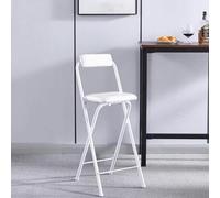 QTWLG Tabouret Pliant 50cm 55cm 60cm 65cm 70cm 75cm Chaise Pliante avec Dossier Et Repose-Pieds, Tabouret De Bar Pliable pour Cuisine Comptoir Camping(White,65cm)