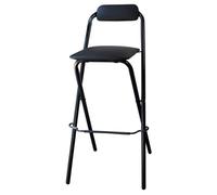 QTWLG Tabouret Pliant 50cm 55cm 60cm 65cm 70cm 75cm Chaise Pliante Portable Tabouret De Bar Pliable avec Dossier Et Repose-Pieds(Black,70cm)