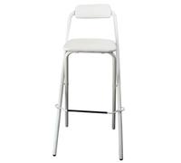 QTWLG Tabouret Pliant 50cm 55cm 60cm 65cm 70cm 75cm Chaise Pliante Portable Tabouret De Bar Pliable avec Dossier Et Repose-Pieds(White,65cm)