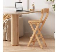 QTWLG Tabouret Pliant en Bois Chaise Pliante avec Dossier Et Repose-Pieds, Tabouret De Bar Portable pour Maison, Bibliothèque Ou Cuisine(Wood Color,47cm)