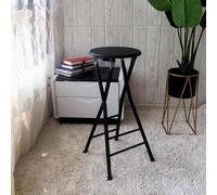 QTWLG Tabouret Pliant pour La Maison 60cm 70cm Chaise Pliante Rond pour Cuisine Camping Tabouret De Bar Pliable en Bois Tabourets De Camping Portable(Black,60cm)