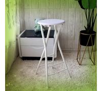 QTWLG Tabouret Pliant Rond 60cm 70cm Chaise Pliante Portable pour Cuisine, Camping, Maison, Tabouret De Bar Pliable en Bois Tabourets De Camping(White,60cm)