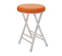 QTWLG Tabouret Pliant Rond De 50cm, Tabouret De Bar Pliable pour Maison, Tabourets De Camping Portable Chaise Pliante Rembourrée en Cuir, Capacité De 150kg(White+Orange)
