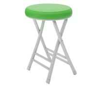 QTWLG Tabouret Pliant Rond De 50cm, Tabouret De Bar Pliable pour Maison, Tabourets De Camping Portable Chaise Pliante Rembourrée en Cuir, Capacité De 150kg(White+Dark Green)