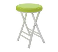 QTWLG Tabouret Pliant Rond De 50cm, Tabouret De Bar Pliable pour Maison, Tabourets De Camping Portable Chaise Pliante Rembourrée en Cuir, Capacité De 150kg(White+Light Green)