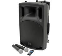 QTX Système de sonorisation portable complet QX15PA | 2 microphones sans fil et lecteur multimédia avec connectivité USB/SD/FM et Bluetooth
