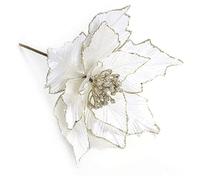 QTYQWC 12 PCS Poinsetttia Fleurs artificielles 28 * 24cm Fake Flowers Poinsetttia Couronne de Noël Ornements d'arbre de Noël avec des tiges pour la fête de Mariage de Noël