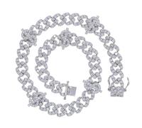 QTYQWC 14 carats d'or sur 925 SIGNER SIGNER 12 mm SIGNER CUBAN - Hip-Hop Moisanite entièrement clouté. Un cadeau luxueux pour le pionnier ultime
