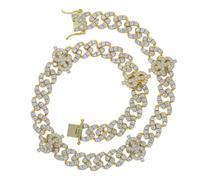 QTYQWC 14 carats d'or sur 925 SIGNER SIGNER 12 mm SIGNER CUBAN - Hip-Hop Moisanite entièrement clouté. Un cadeau luxueux pour le pionnier ultime