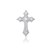 QTYQWC 14K Gold Over S925 Pendant croix de style hip-hop, princesse coupé Moisanite, cadeau contemporain pour les anniversaires ou les amateurs de mode urbaine, cadeaux pour papa