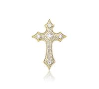 QTYQWC 14K Gold Over S925 Pendant croix de style hip-hop, princesse coupé Moisanite, cadeau contemporain pour les anniversaires ou les amateurs de mode urbaine, cadeaux pour papa